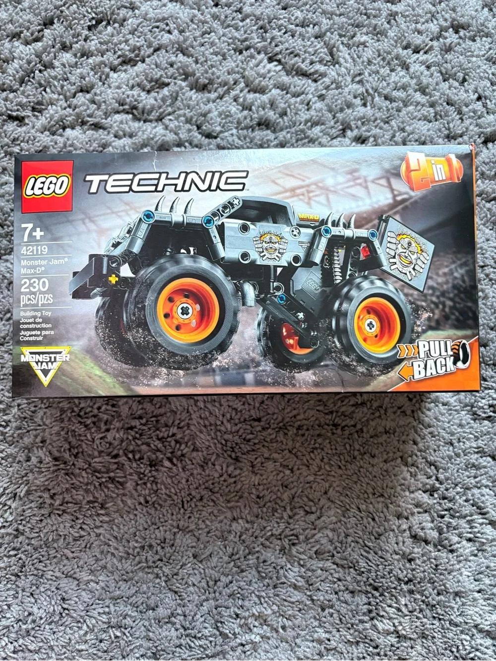 Lego Technic Monster Jam Max-D Truck in Gray with Orange Wheels